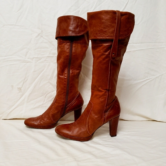 Shelli's London Tall Carmel Women's Over the Knee Leather Boots Inside Zip 41 - Picture 2 of 10